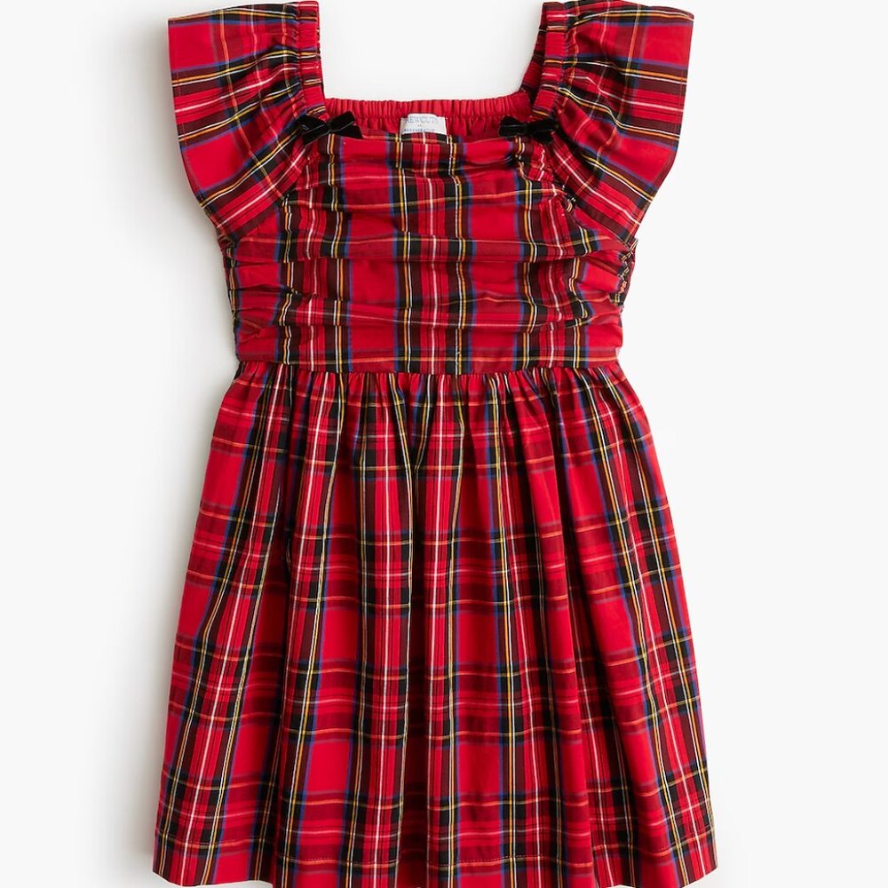Jcrew Girls' tartan ruched-bodice dress